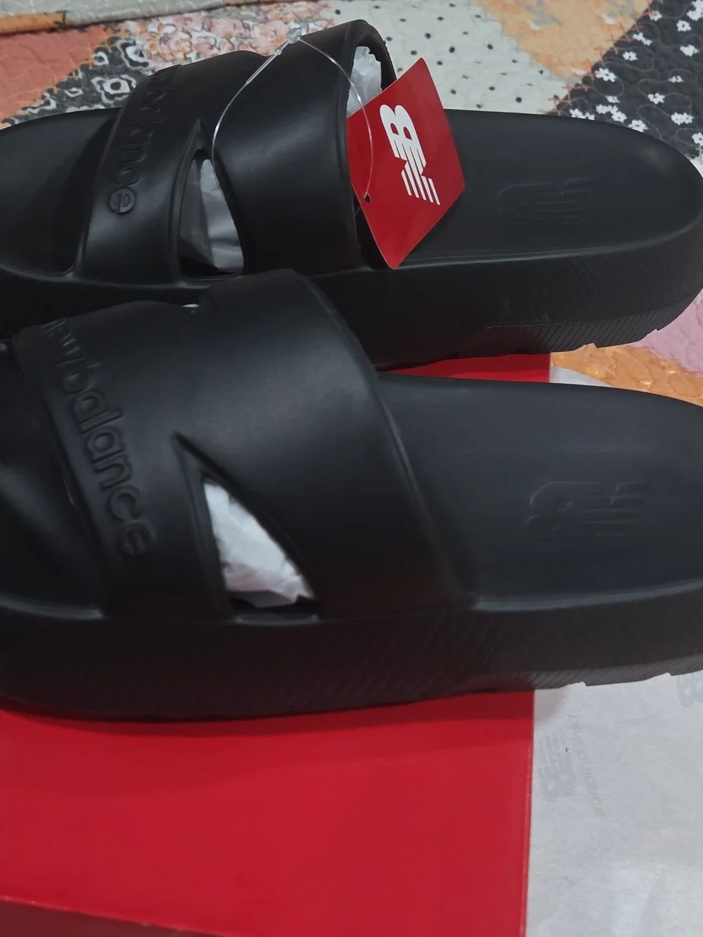 New Balance Black Kids' Slide Sandals with Logo